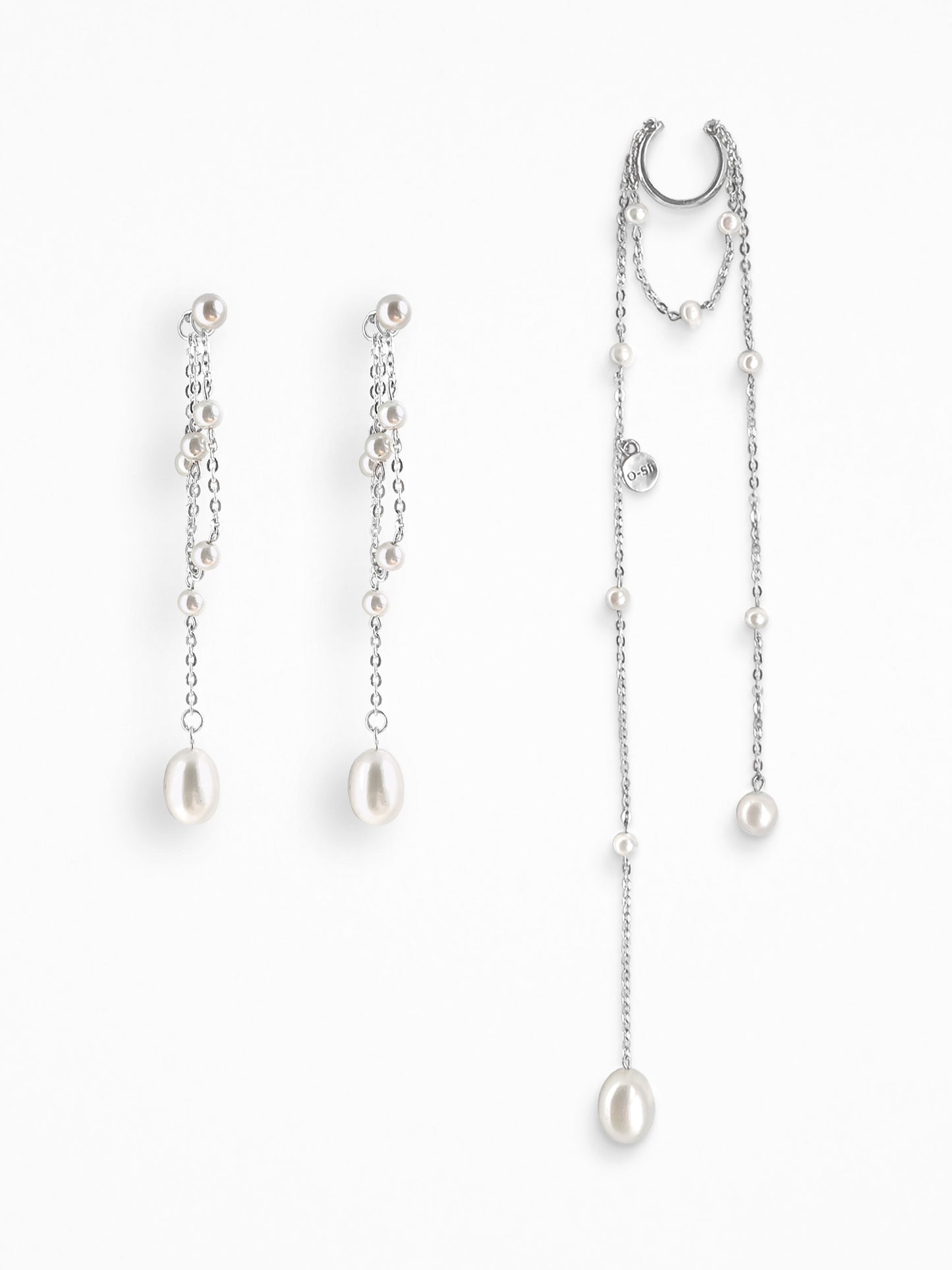 "PEARLESCENT WHISPER" EAR SET SILVER