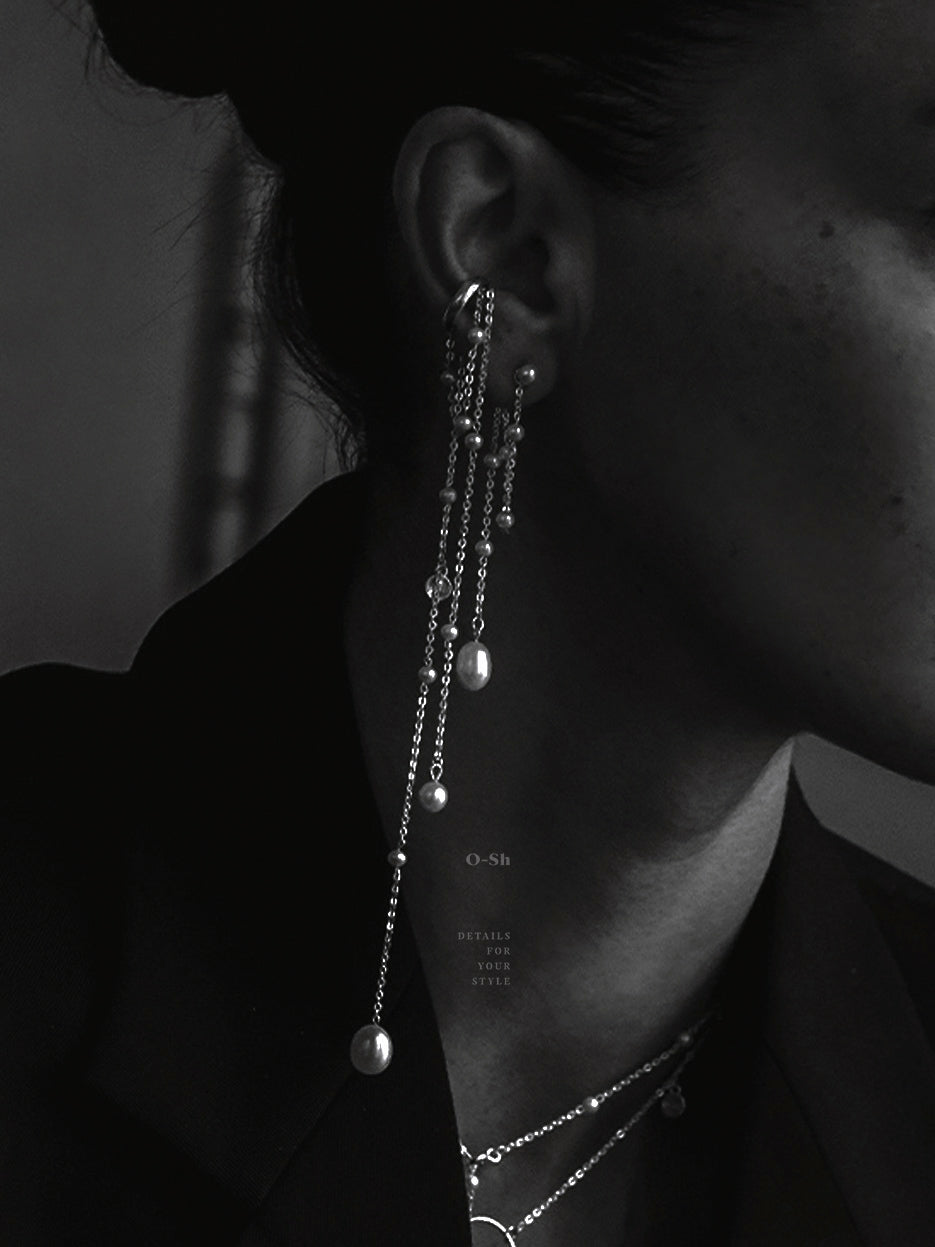 "PEARLESCENT WHISPER" EAR SET SILVER