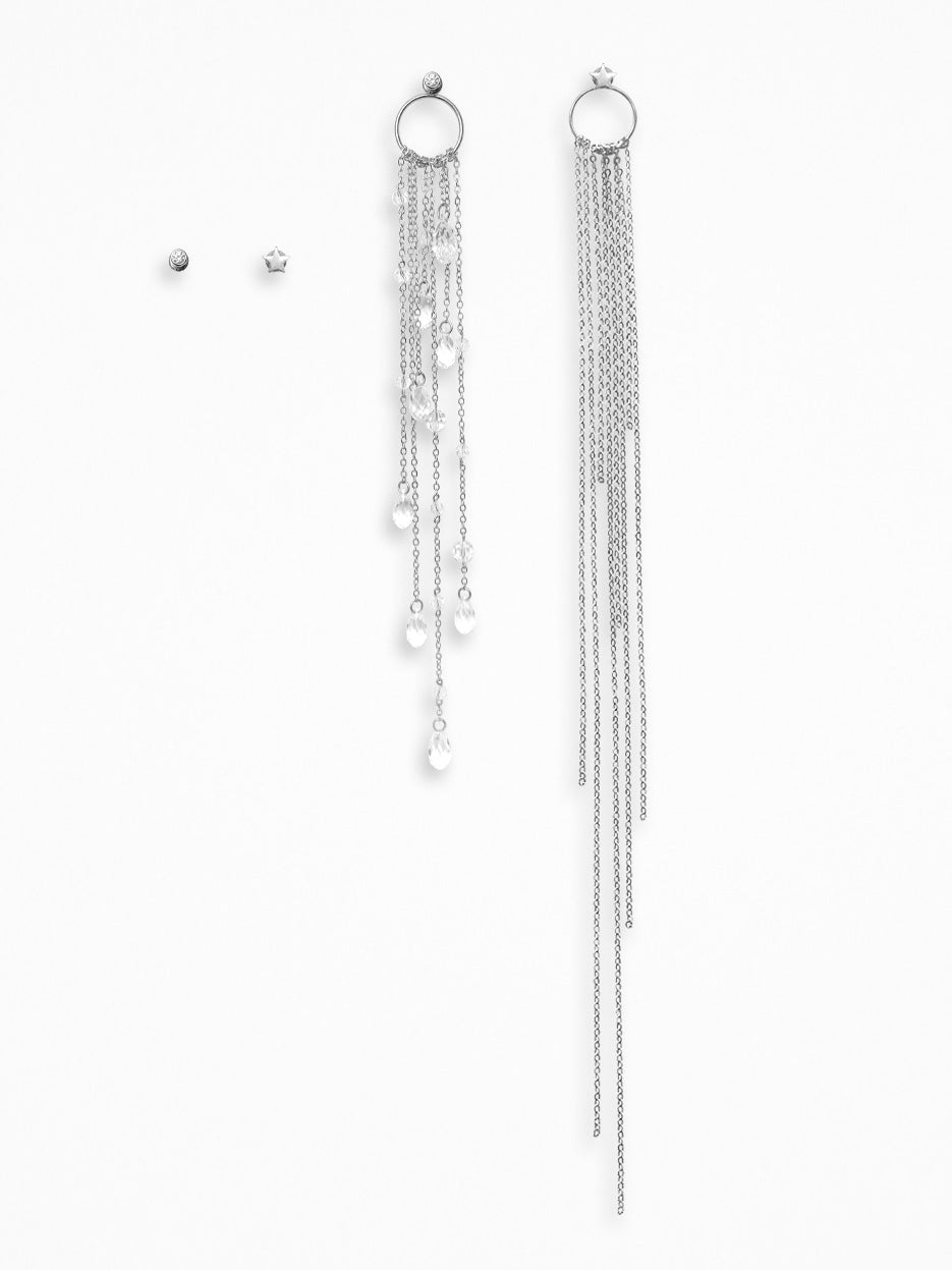 "RAINET" ASYMMETRICAL EARRINGS SILVER