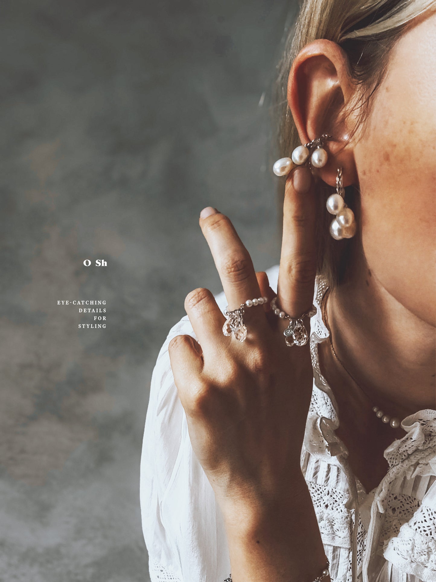 "NAKED CRYSTALS" PEARLS RING VERMEIL