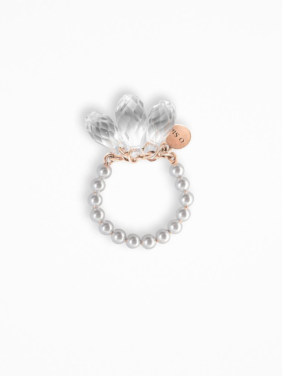 "NAKED CRYSTALS" PEARLS RING VERMEIL