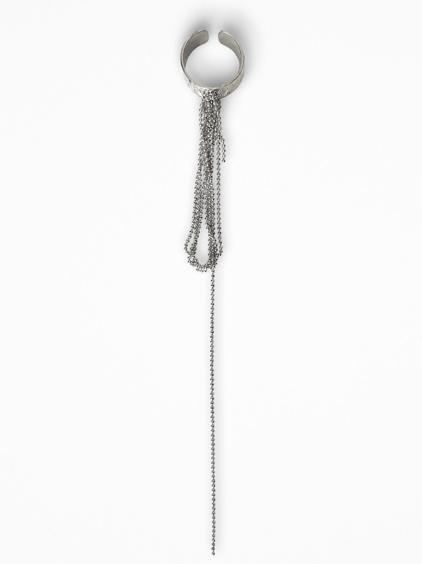 "RIPPED-CHAIN" RING SILVER