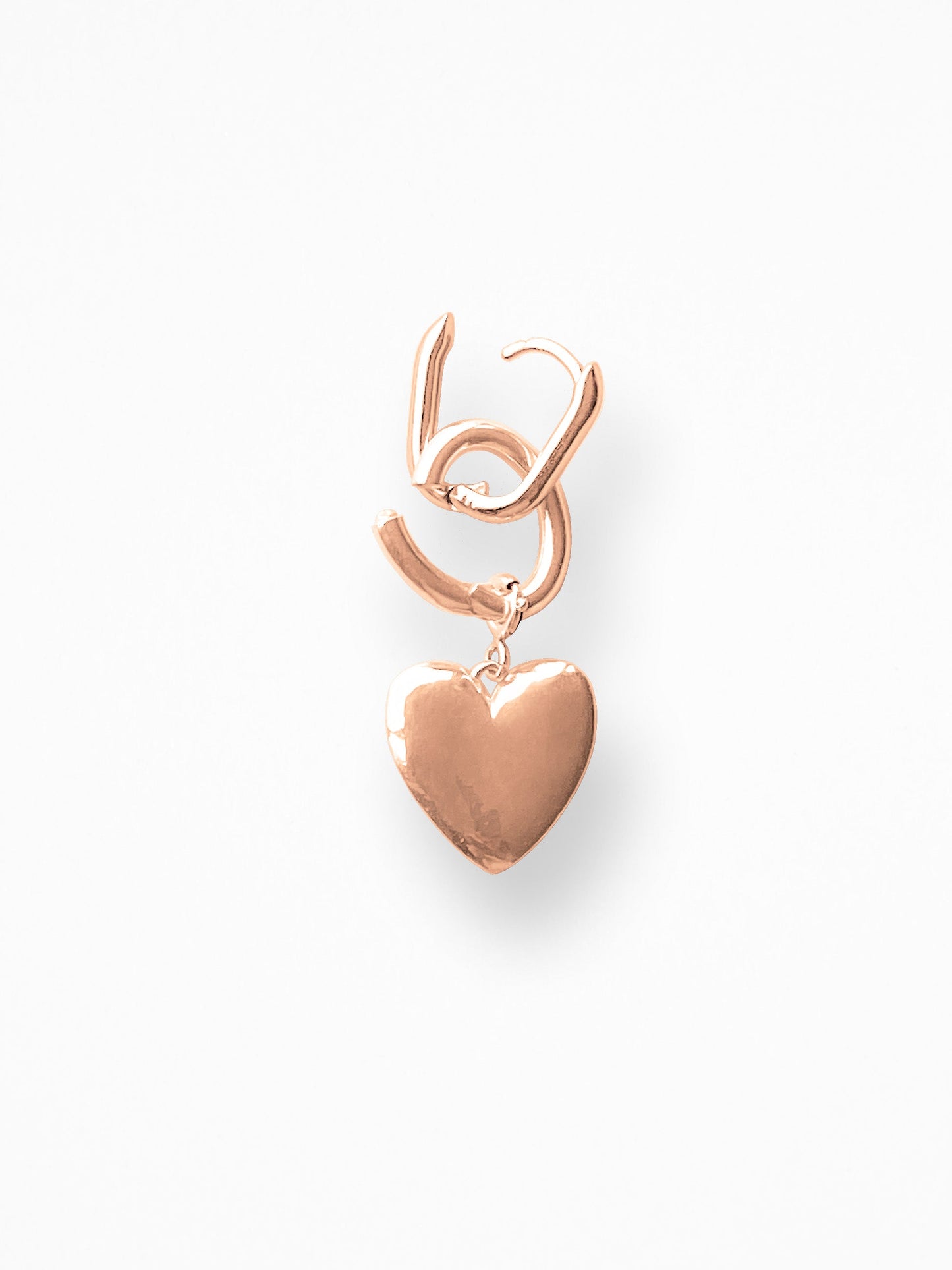 U HOOPS with HEART PENDANT EARRINGS VERMEIL