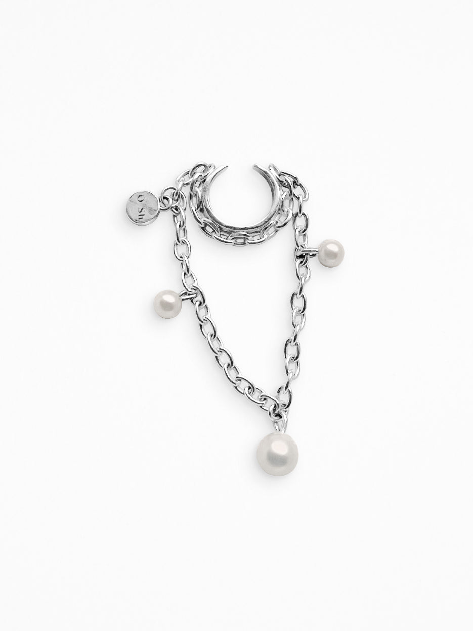 "DANGLE P" EAR CUFF SILVER