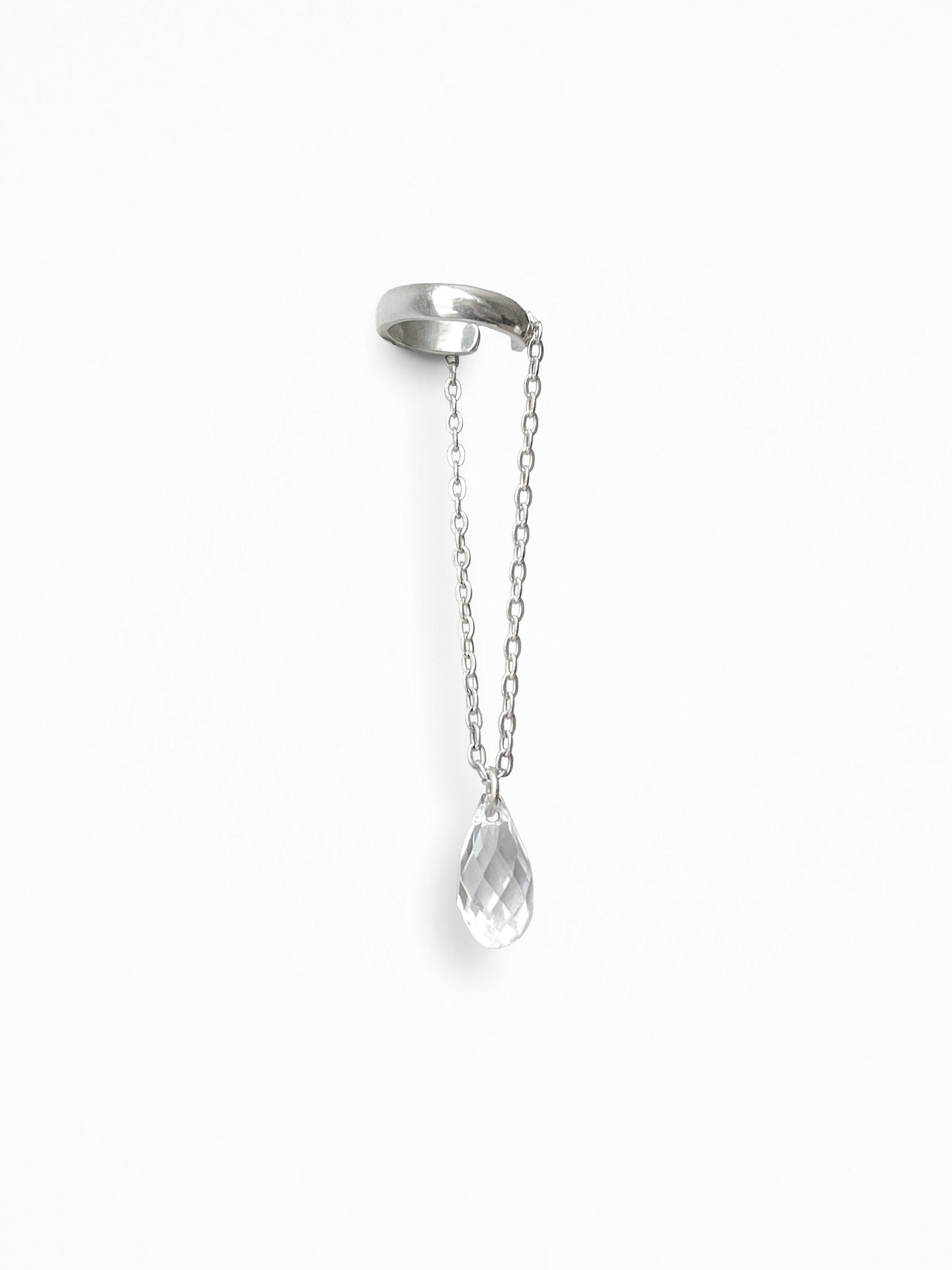 U CRYSTAL DROP EAR CUFF SILVER