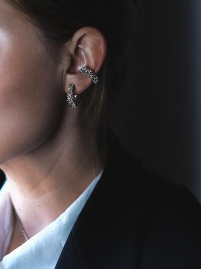 "BOUCLE" EAR SET SILVER