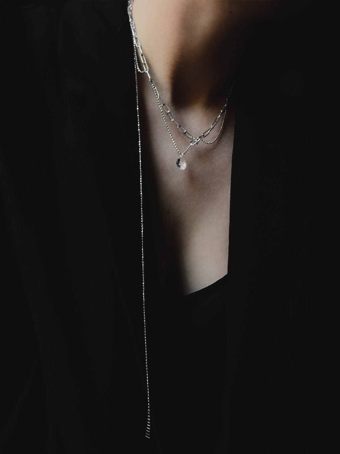 "RIPPED-CHAIN" NECKLACE SILVER