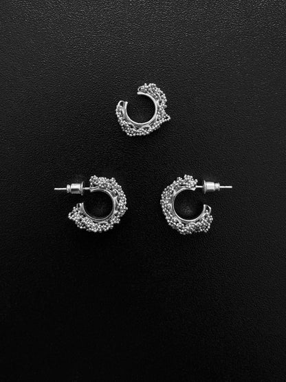 "BOUCLE" EAR SET SILVER