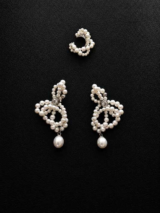 "LACE" EAR SET SILVER
