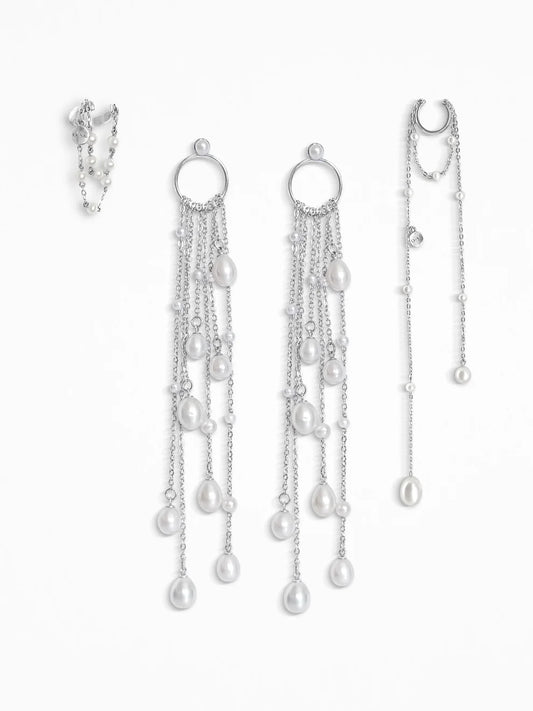 "LARMES DE PERLES" EAR SET SILVER
