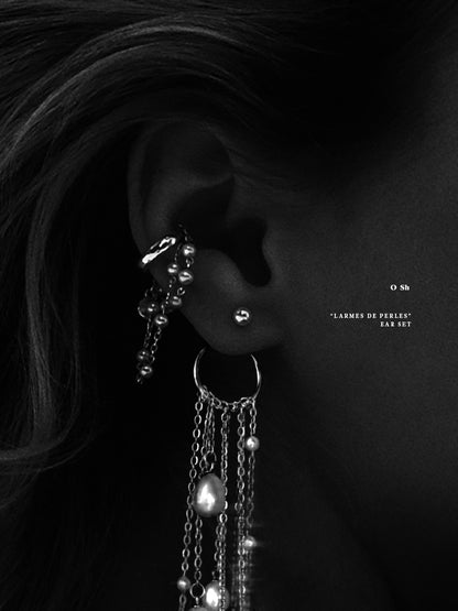 "LARMES DE PERLES" EAR SET SILVER