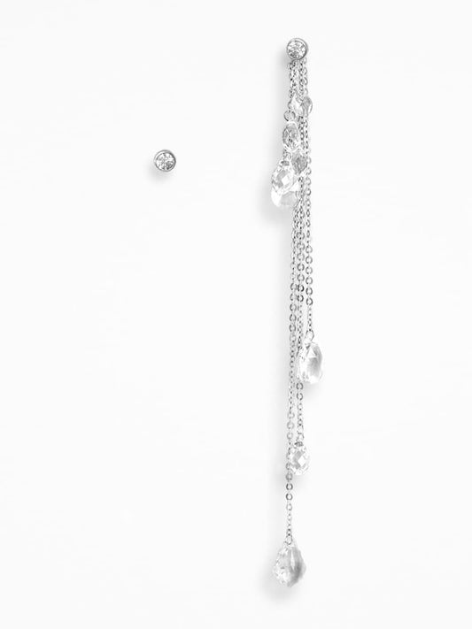 SINGlE "NAKED CRYSTALS" EARRINGS SILVER