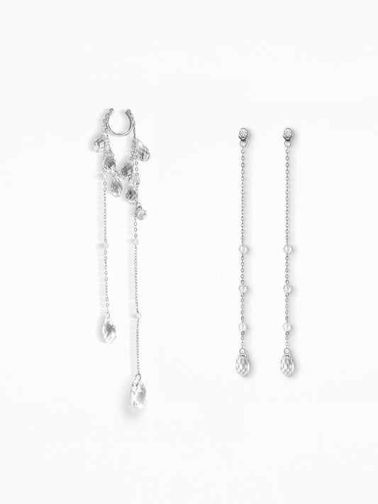 "WET" EAR SET SILVER