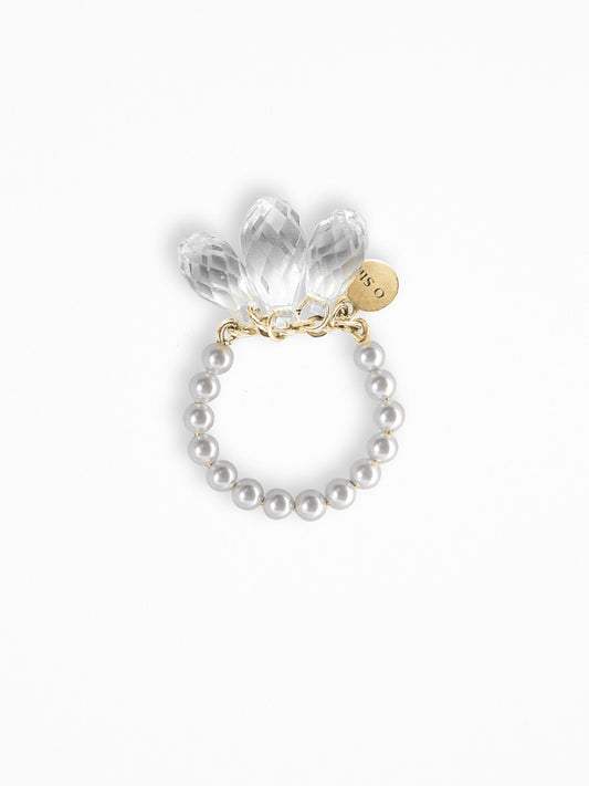 "NAKED CRYSTALS" PEARLS RING VERMEIL