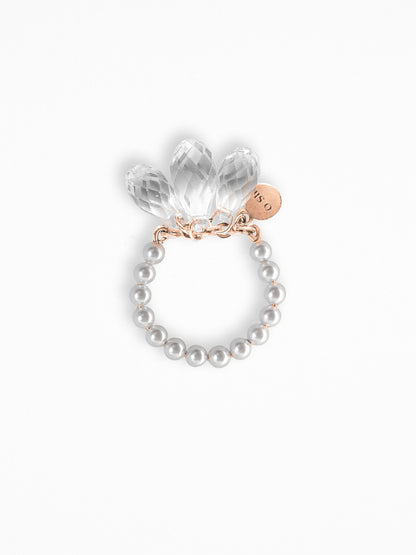 "NAKED CRYSTALS" PEARLS RING VERMEIL