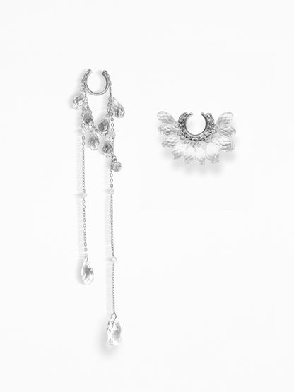 "WET - NAKED CRYSTALS" EAR CUFFS SET SILVER