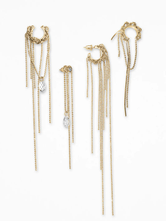 "RIPPED-CHAIN" EAR SET VERMEIL